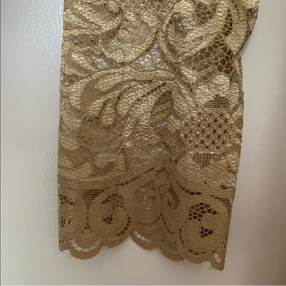 Diane Von Furstenberg Lace Gold Cream Dress 4 - Picture 4 of 6